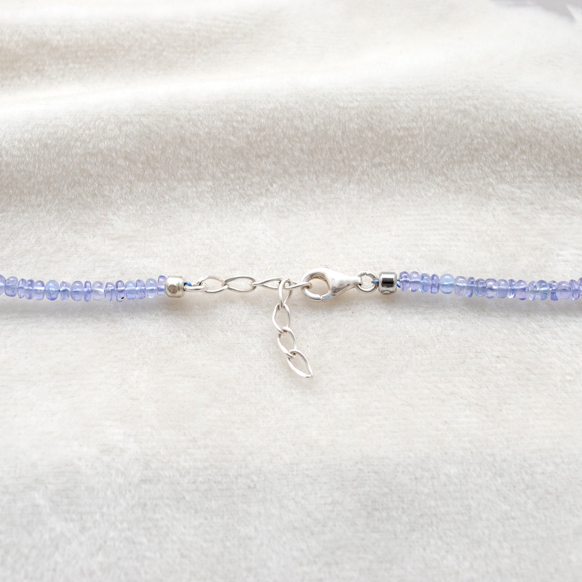 Natural Tanzanite Pearl Necklace for Women - Worn Neck View