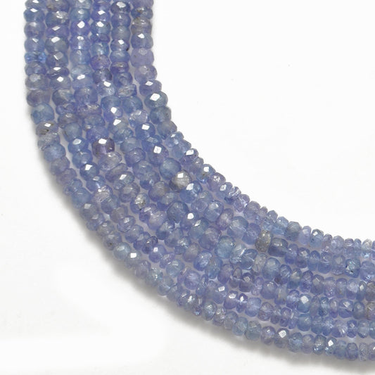 Natural tanzanite rondelle faceted beads 4mm 16 inch strand - front view