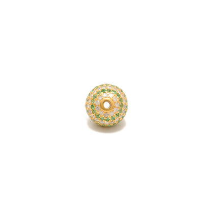 Natural Tsavorite Diamond Disco Ball Bead 14K Gold – Close-Up Pavé Detail