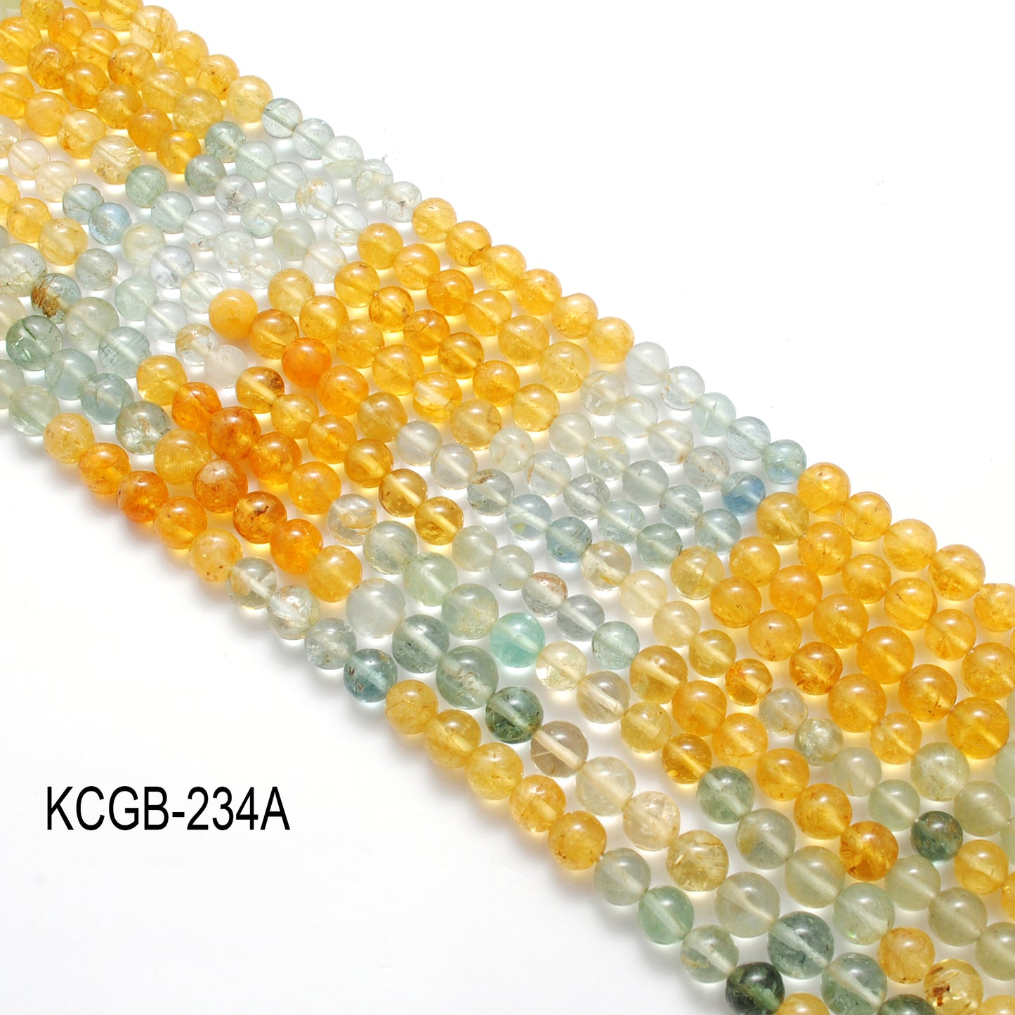 Ocean tone aquamarine beads 6-7mm 15 inch strand - front view