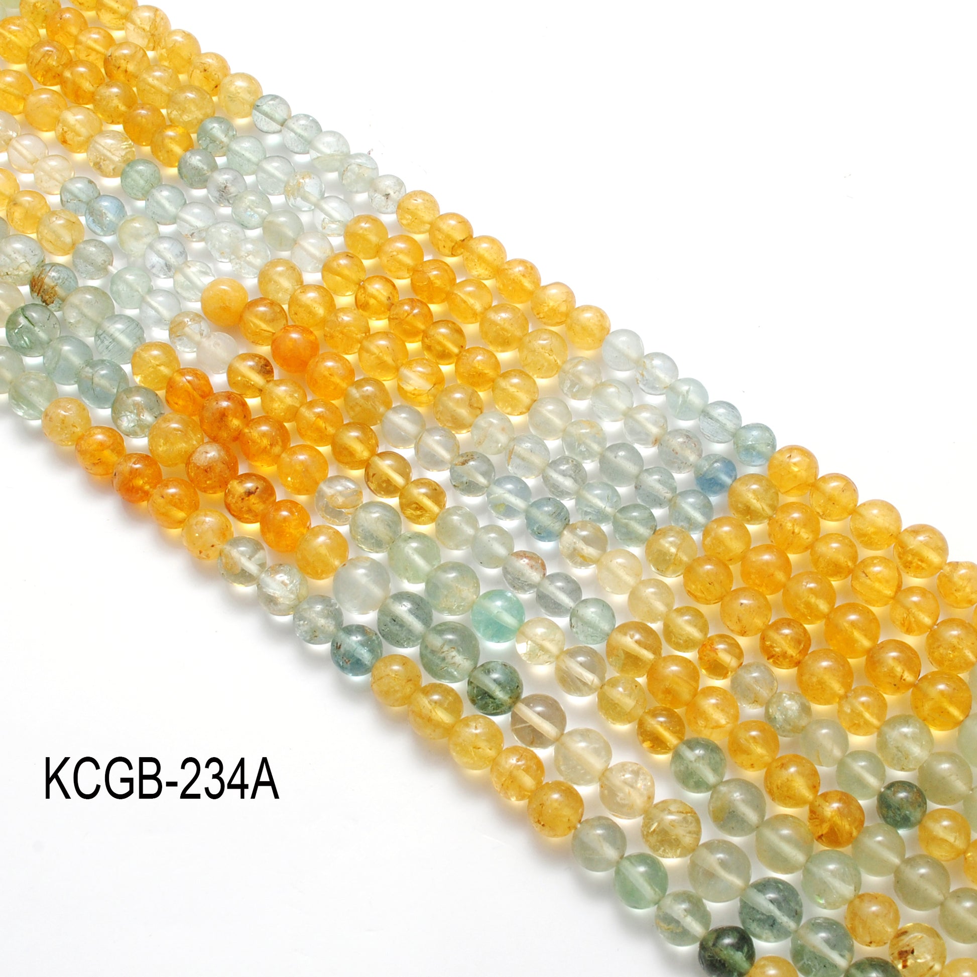 Ocean tone aquamarine beads 6-7mm 15 inch strand - front view