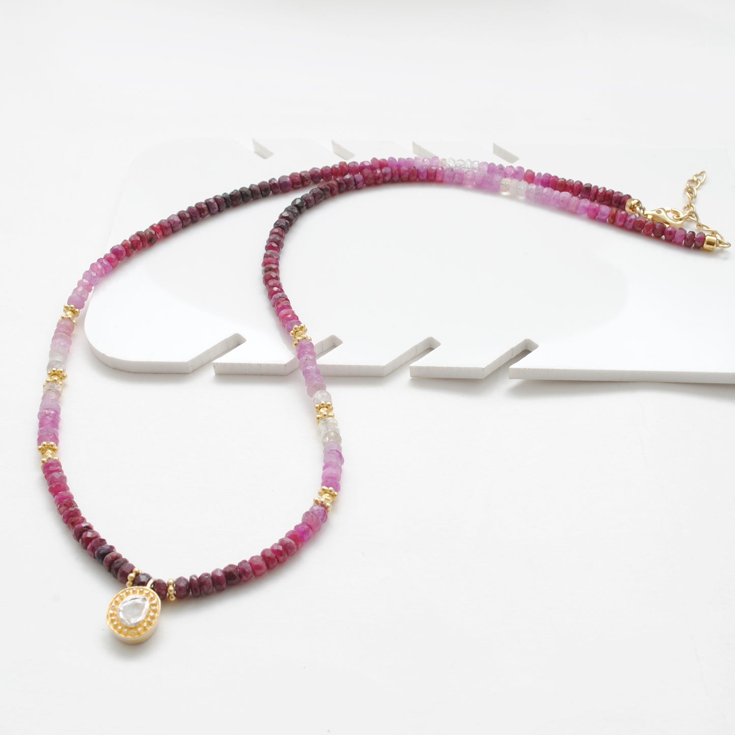 Ombre Ruby Gradient Strand Necklace - Gradient Color Detail