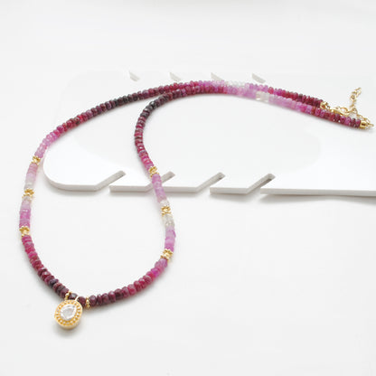 Ombre Ruby Gradient Strand Necklace - Gradient Color Detail