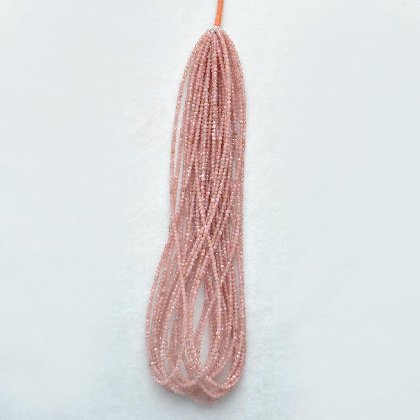 Peach moonstone round beads for bridal jewelry - side profile