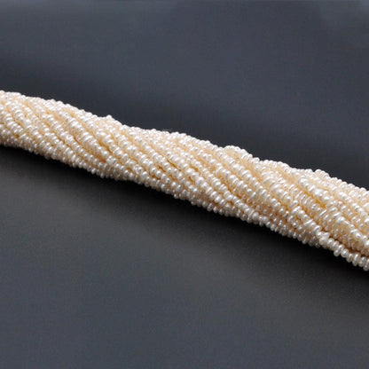Pearl rondelle beads 2mm for bridal jewelry - side profile