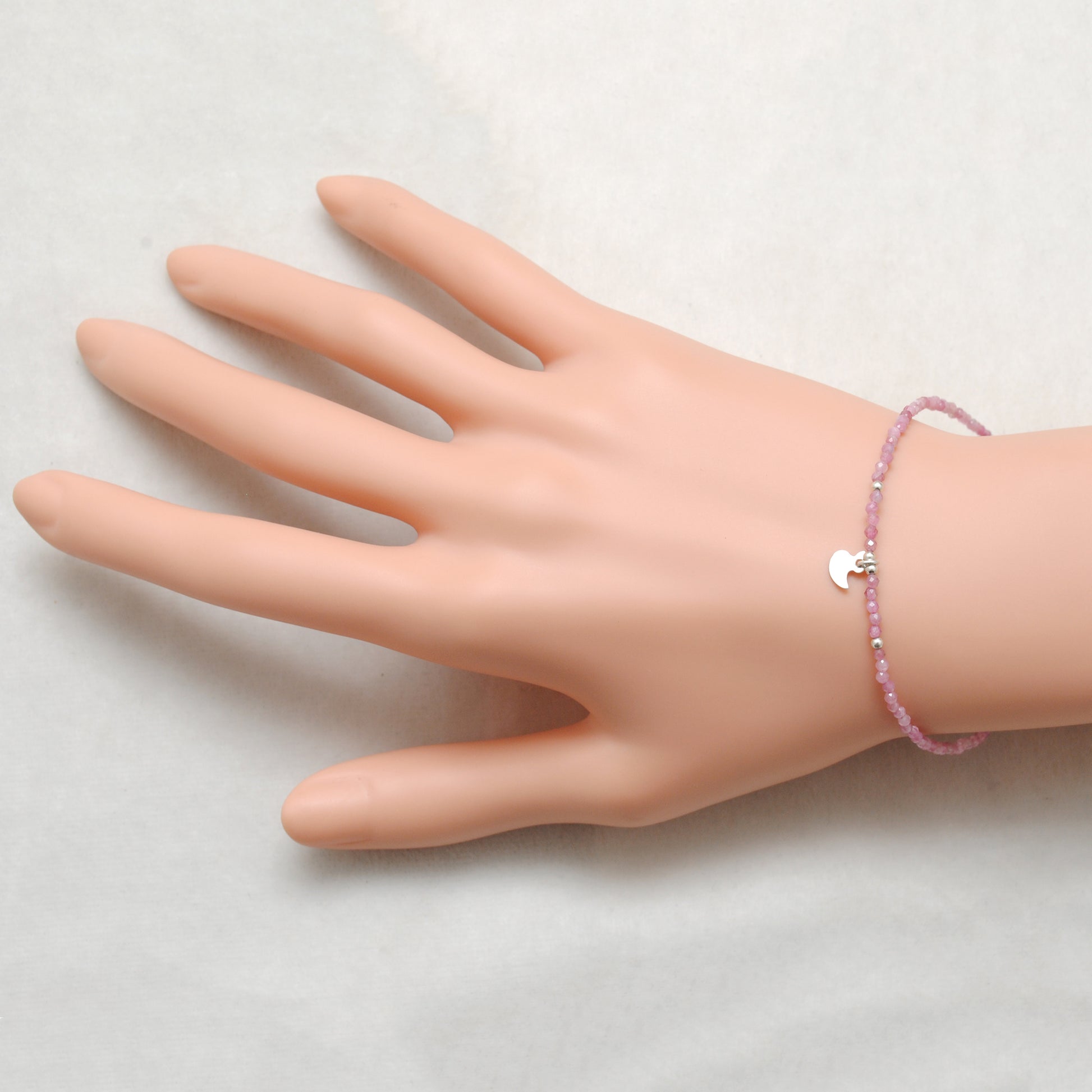 Pink Tourmaline 8.5 Inch Bracelet for Women - Wrist Styled View
