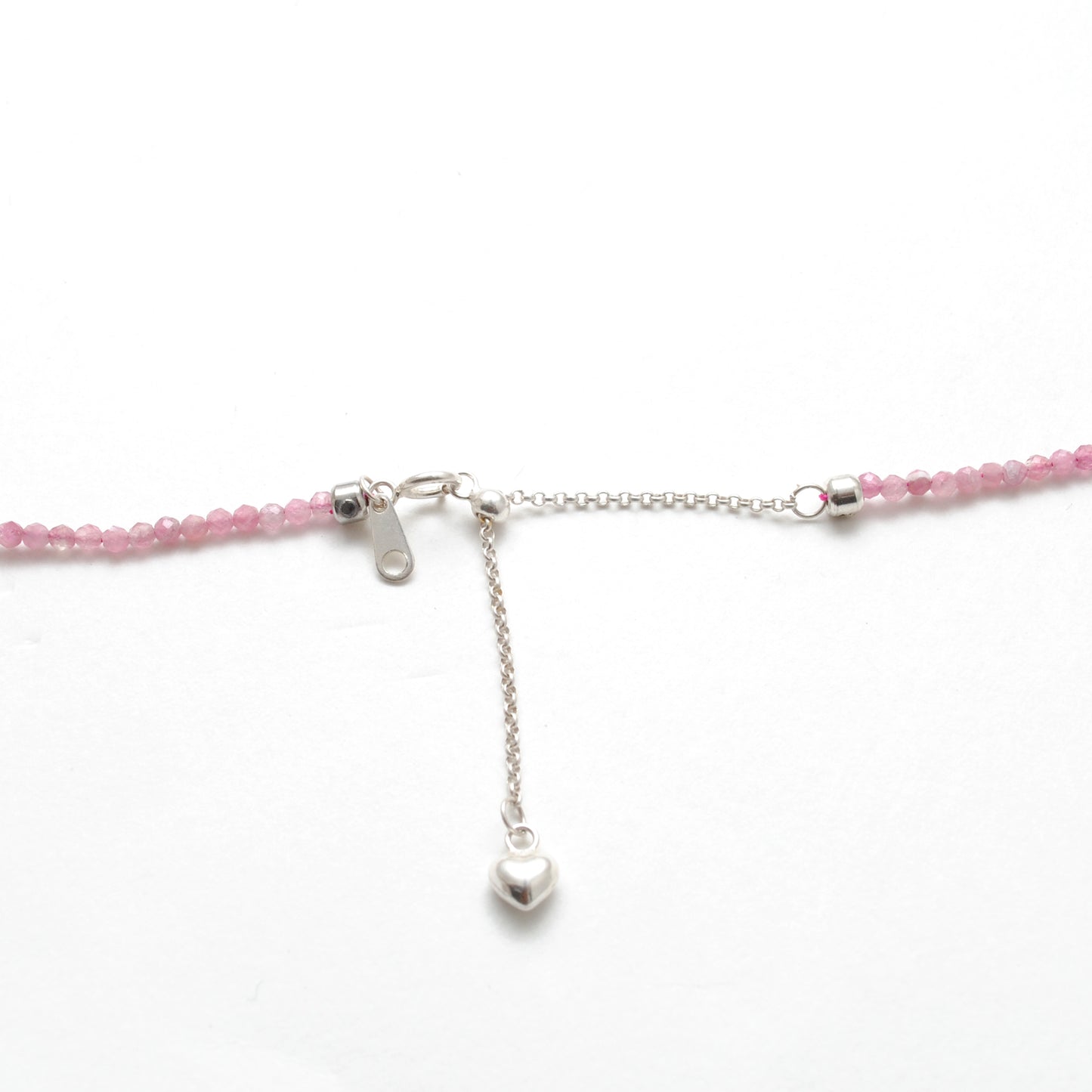 Pink Tourmaline Rose-Pink Gemstone Necklace - Worn Neck View