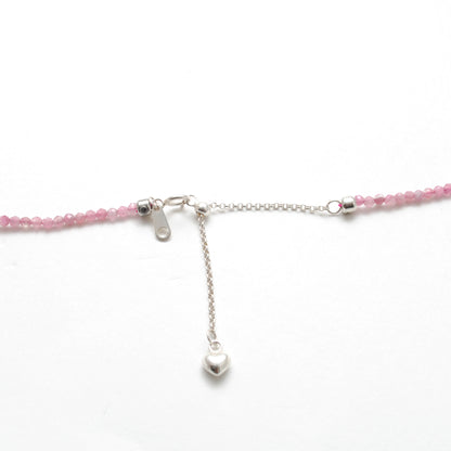 Pink Tourmaline Rose-Pink Gemstone Necklace - Worn Neck View