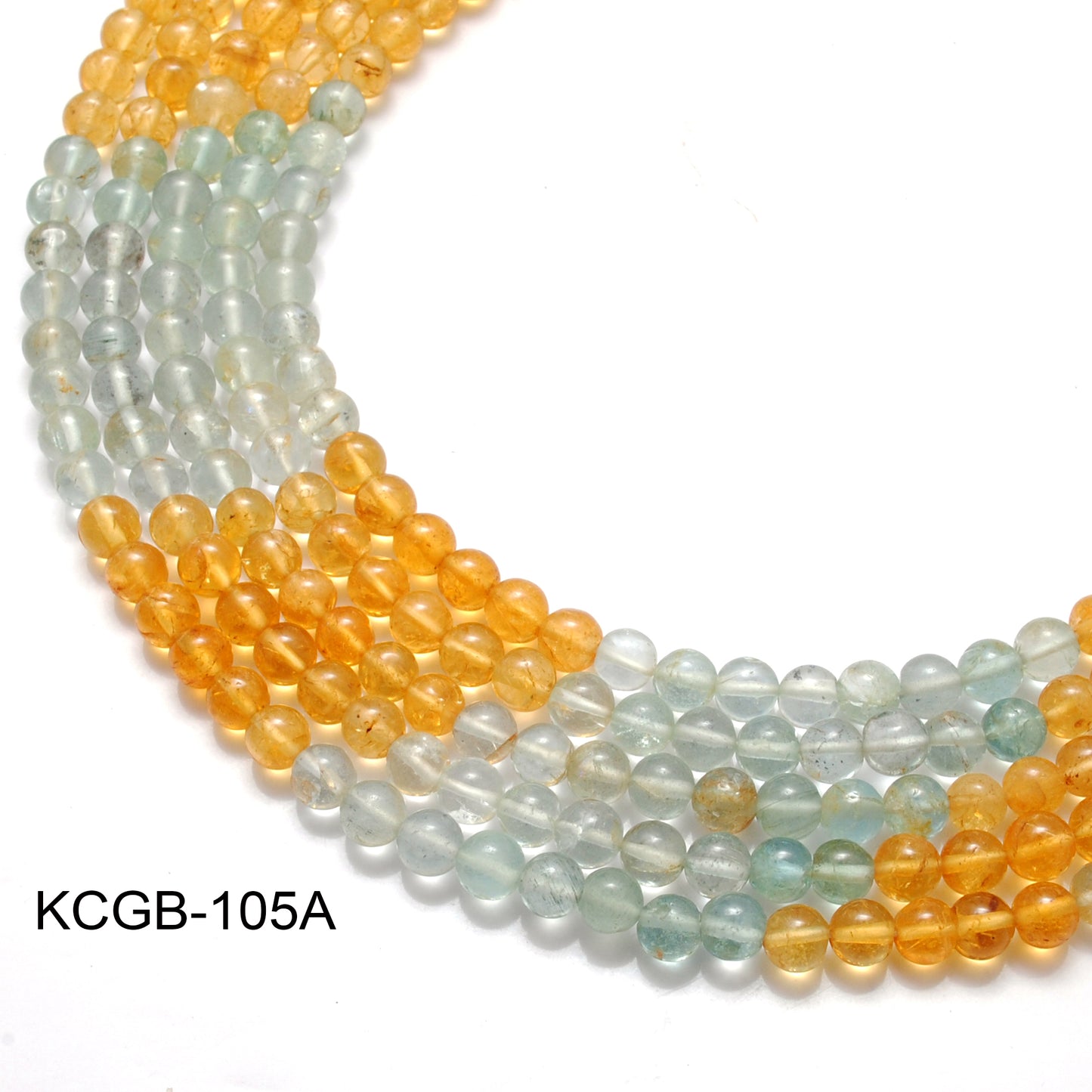 Premium aquamarine round beads 5mm 15 inch strand - front view