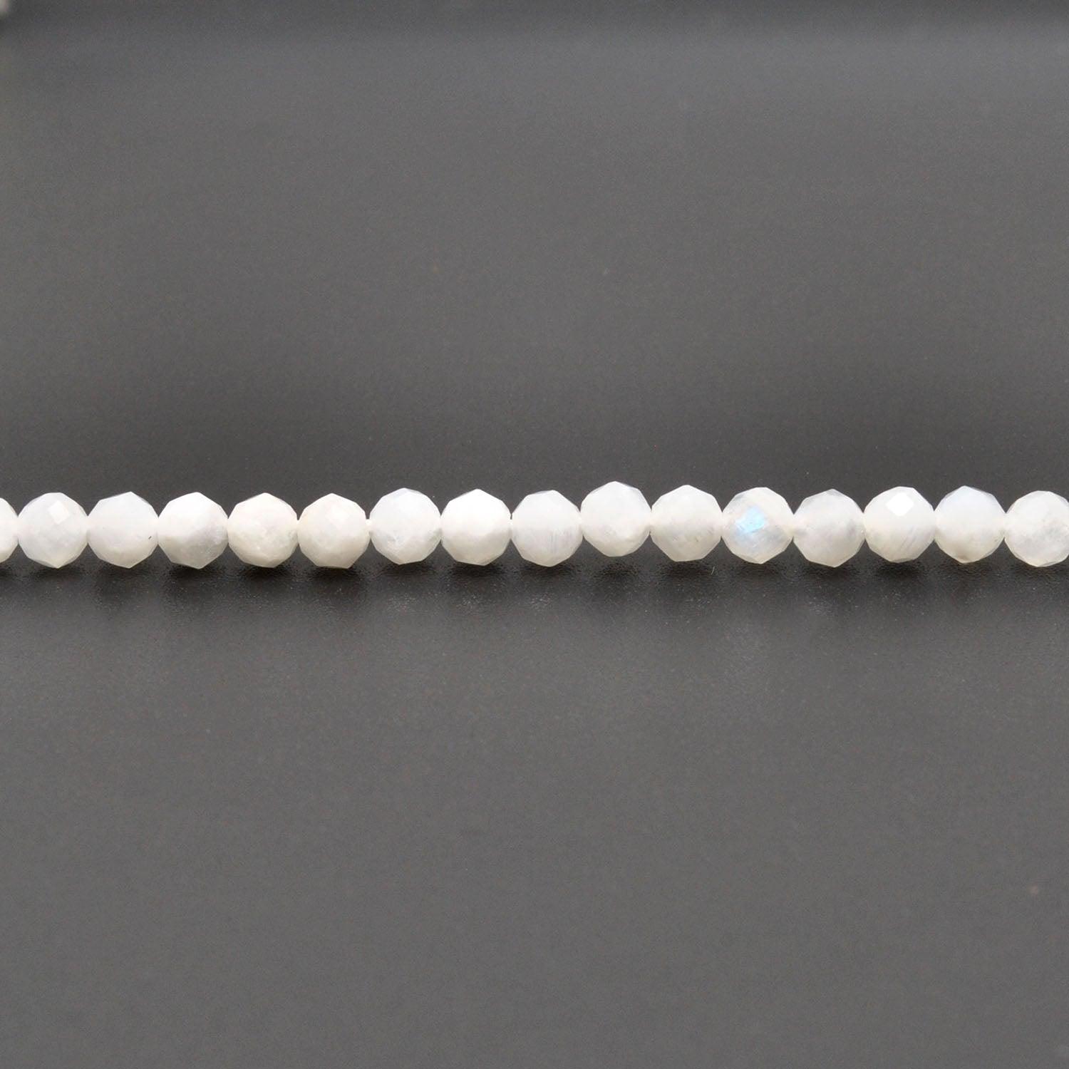 Rainbow moonstone faceted round beads for bridal jewelry - side