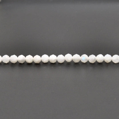 Rainbow moonstone faceted round beads for bridal jewelry - side