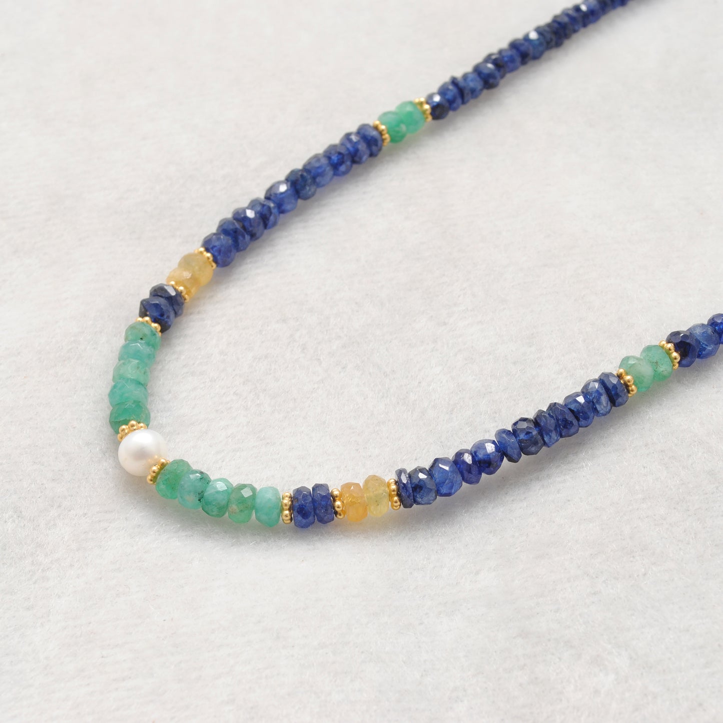 Rainbow Sapphire Strand Necklace - Overhead View Multi-Color