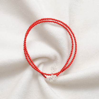 Red Coral Strand Necklace for Women - Top View