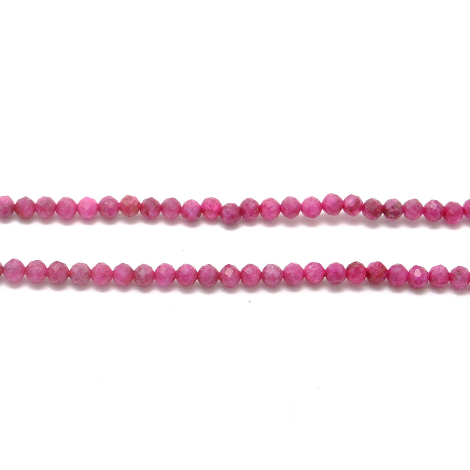 Red moonstone round faceted beads detail shot - adularescence glow