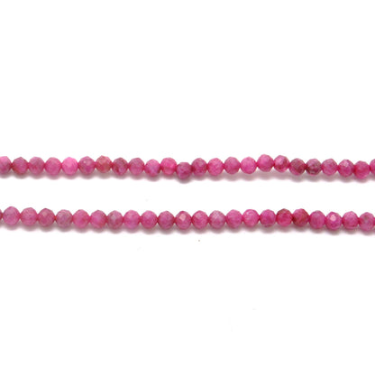 Red moonstone round faceted beads detail shot - adularescence glow