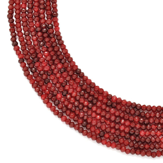 Red ruby faceted rondelle beads 13 inch strand - front view
