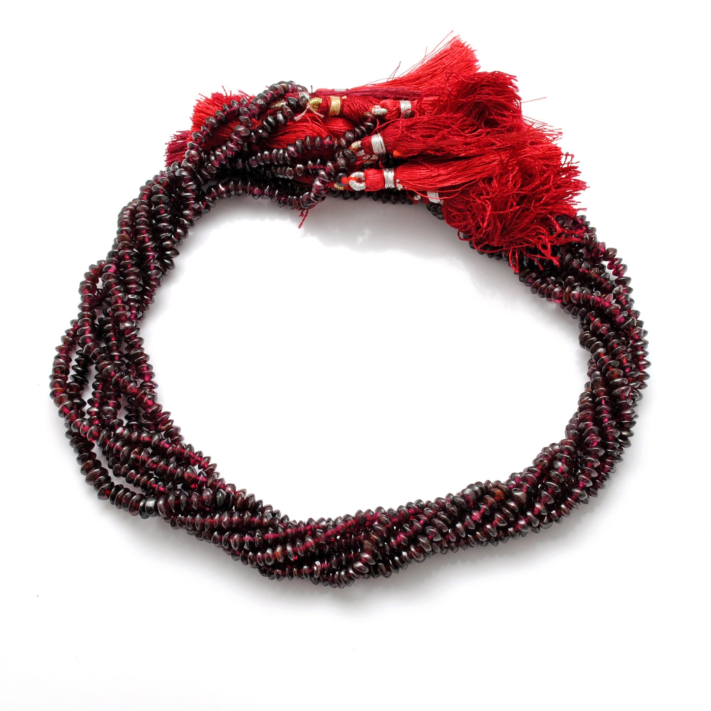 Rhodolite garnet button beads 14-16 inch strand full length view