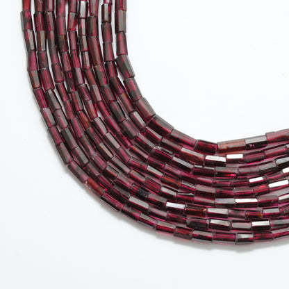 Rhodolite garnet tube beads mixed size 17 inch strand - front view