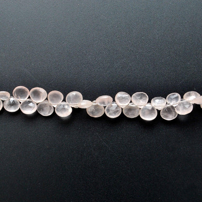 Rose quartz faceted heart beads 8mm 10 inch strand - front view