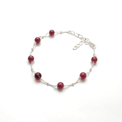 Ruby 5mm Beaded Bracelet July Birthstone Gift - Clasp Detail