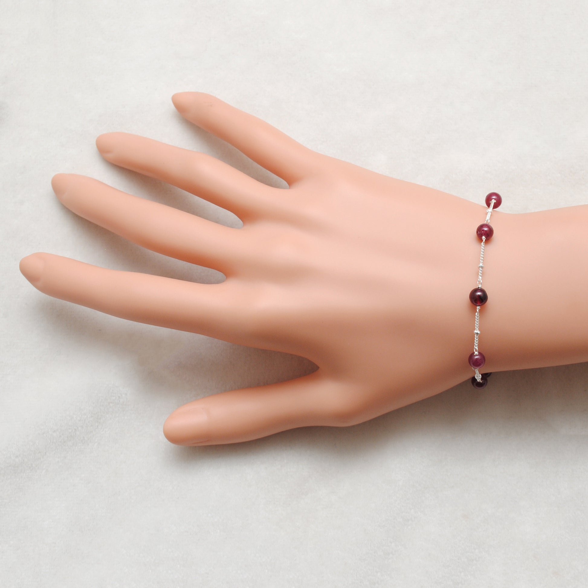 Ruby Ball Bead Bracelet for Women - Wrist Styled View