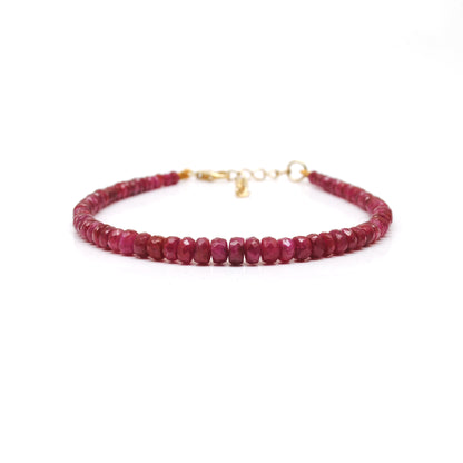 Ruby Beaded Bracelet July Birthstone - Side Profile Jaipur