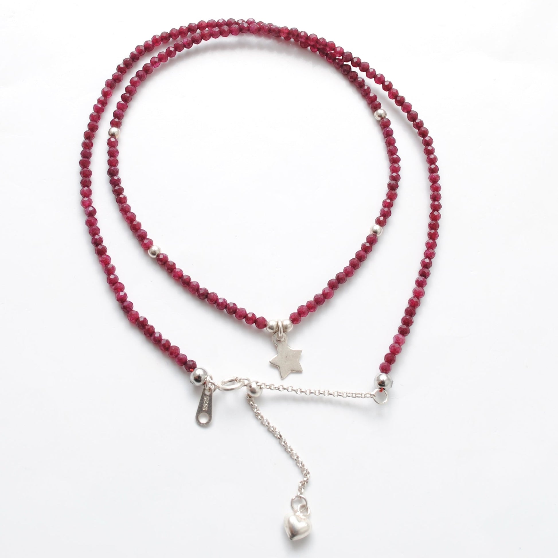 Ruby Beaded Chain Necklace July Birthstone Gift - Clasp Detail