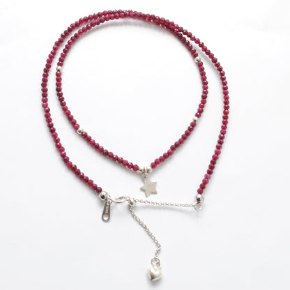 Ruby Beaded Chain Necklace July Birthstone Gift - Clasp Detail