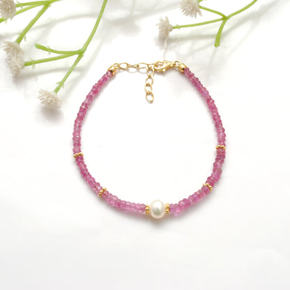 Ruby Beaded Elegant Bracelet - Side Profile Gemstone Jaipur