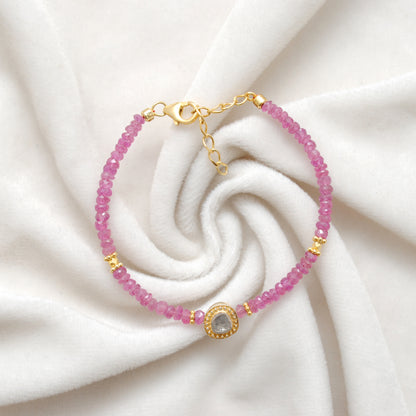 Ruby Diamond Beaded Bracelet - Lifestyle Flat Lay View