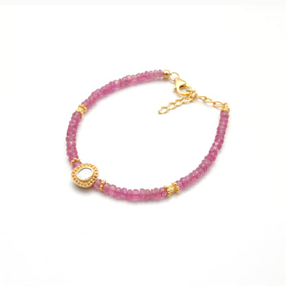 Ruby Diamond Beaded Bracelet - Side Profile Gemstone Jaipur