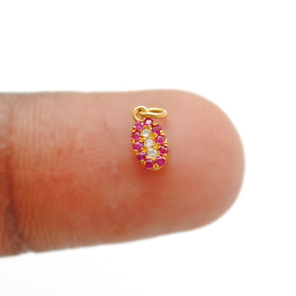 Ruby & Diamond Evil Eye 14K Gold Charm – Side Profile
