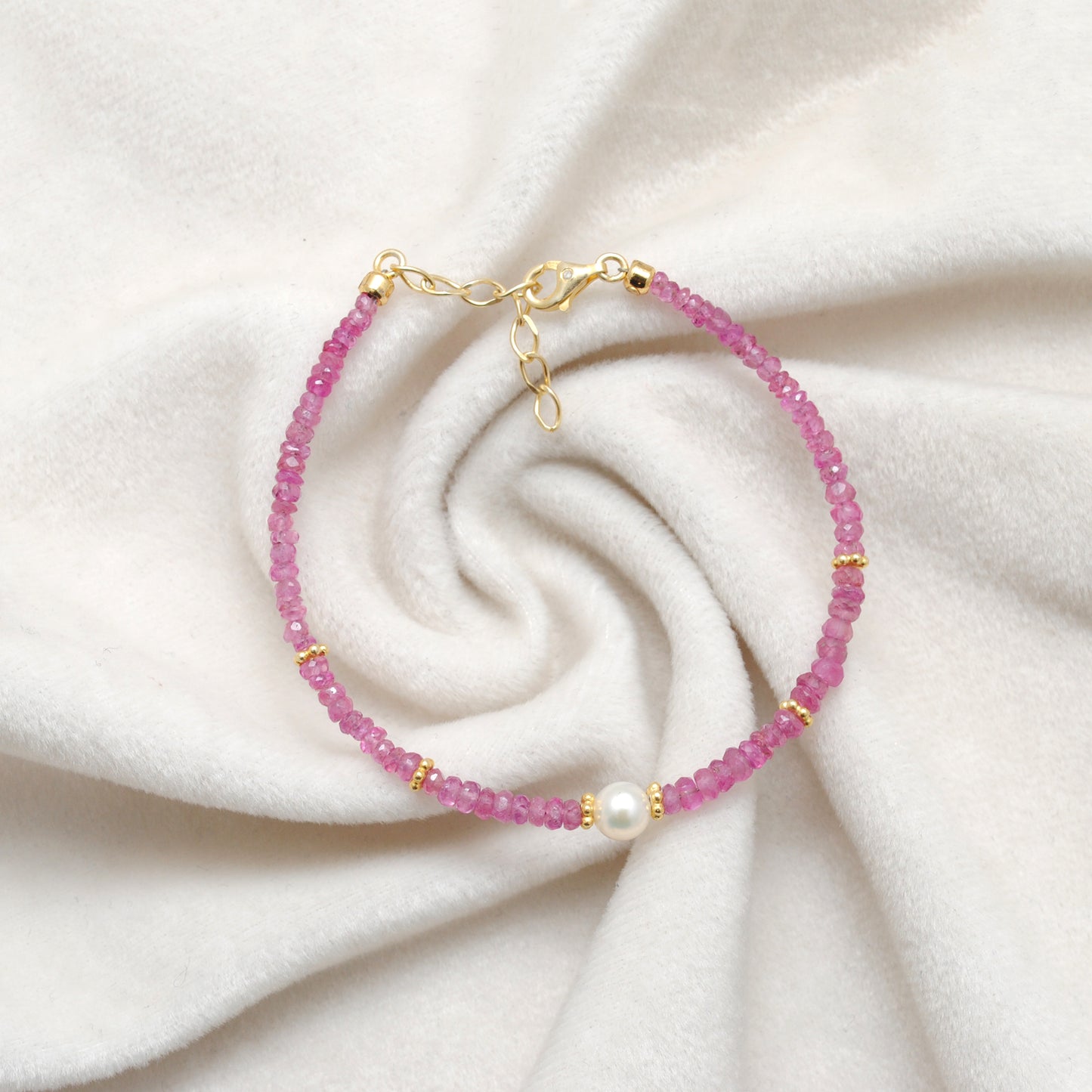 Ruby Elegant Beaded Bracelet - Lifestyle Flat Lay View