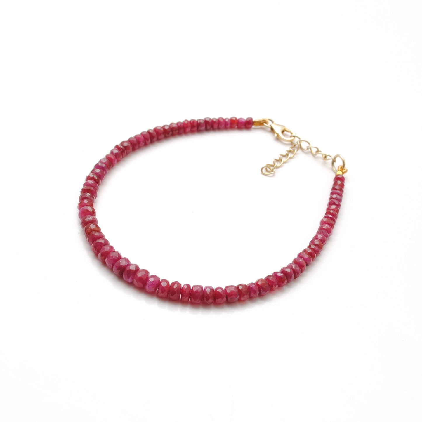 Ruby July Birthstone Beaded Bracelet - Flat Lay Lifestyle View