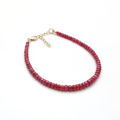 Ruby July Birthstone Bracelet Handmade - Scale Reference View