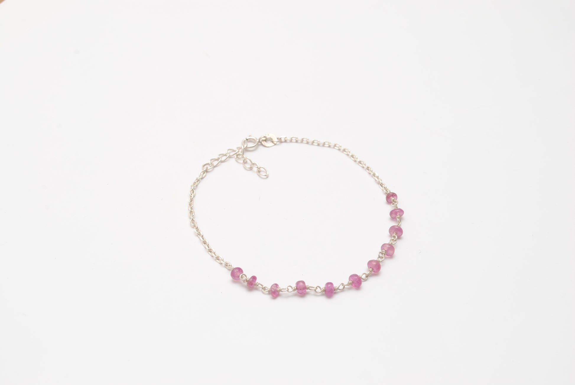 Ruby Minimalist Beaded Bracelet - Side Profile Gemstone