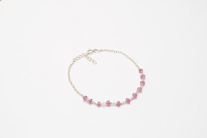 Ruby Minimalist Beaded Bracelet - Side Profile Gemstone