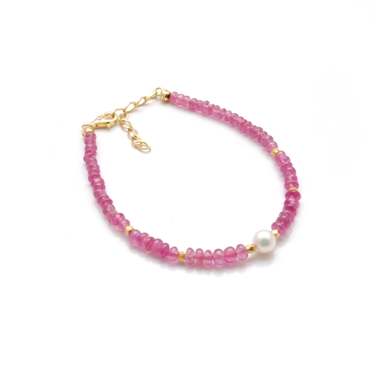Ruby Pearl Beaded Bracelet - Side Profile Gemstone Jaipur