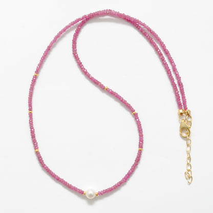 Ruby Pearl Gemstone Necklace - Clasp and Extension Detail