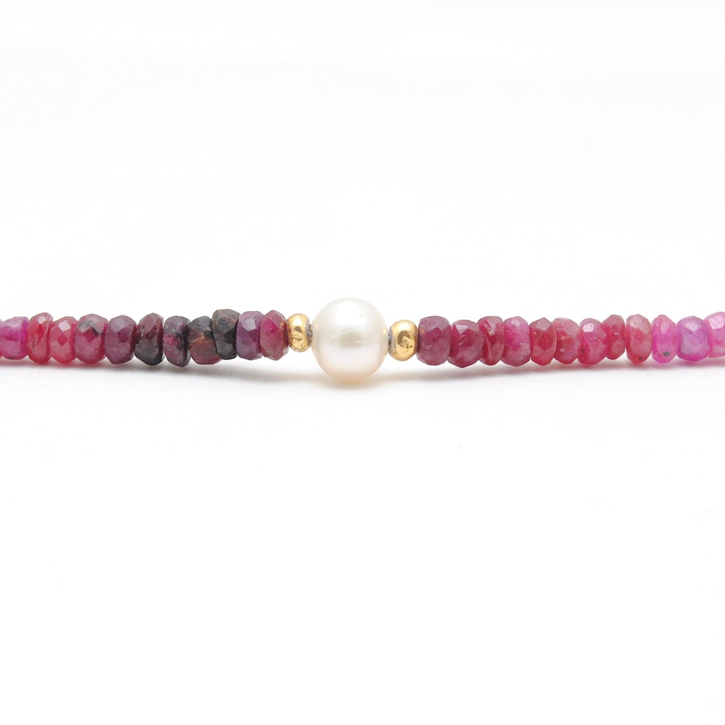 Ruby Pearl Rondelle Beaded Necklace - Clasp and Extension Detail