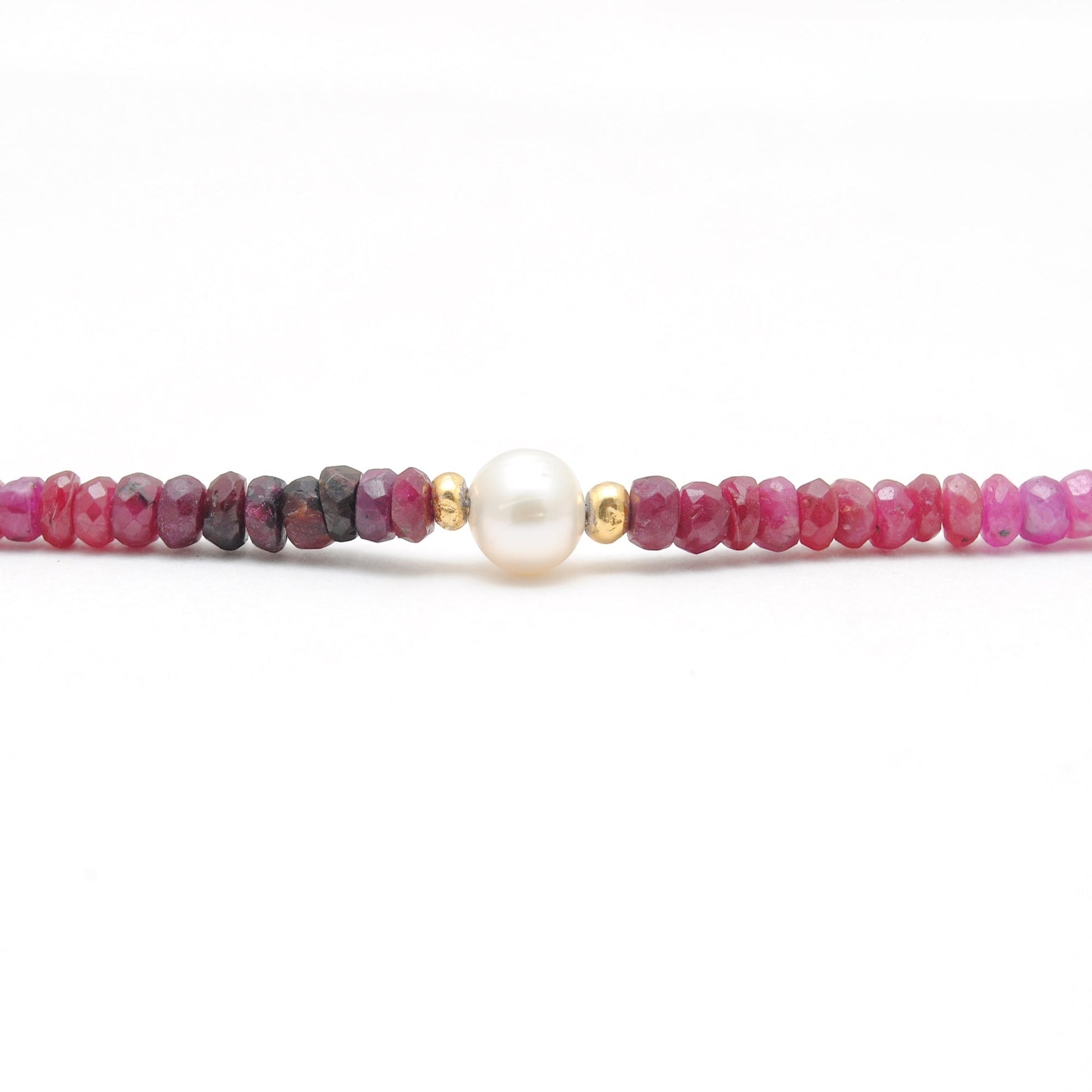 Ruby Pearl Rondelle Beaded Necklace - Clasp and Extension Detail