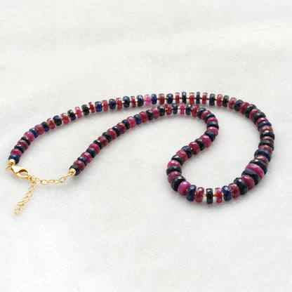 Ruby and Sapphire Strand Necklace for Women - Top View