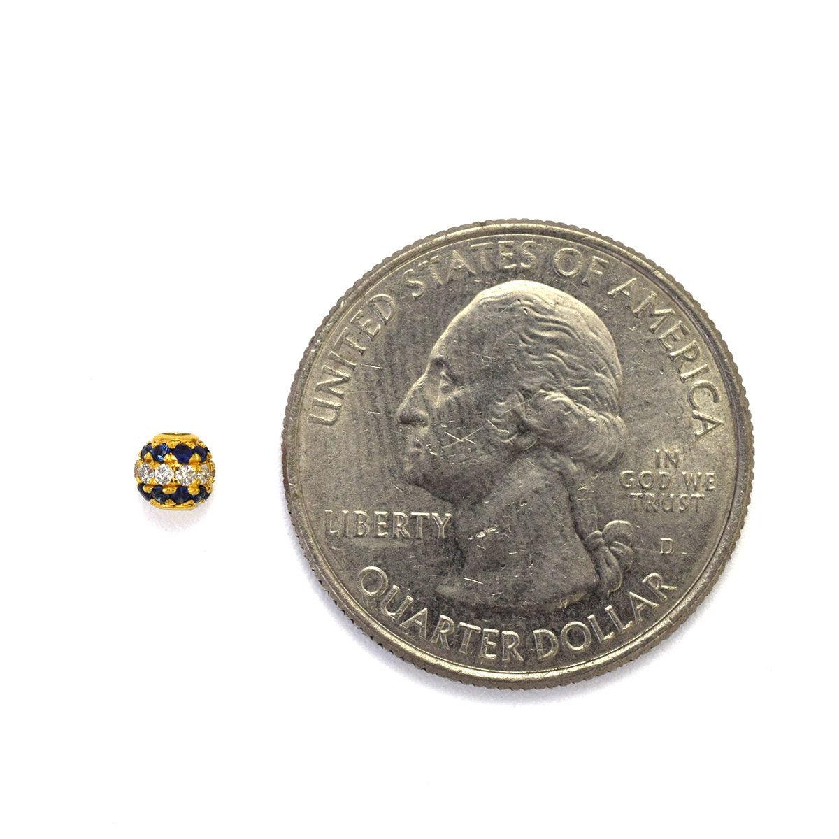Sapphire Diamond Pavé 14K Gold Ball Bead – Angle View