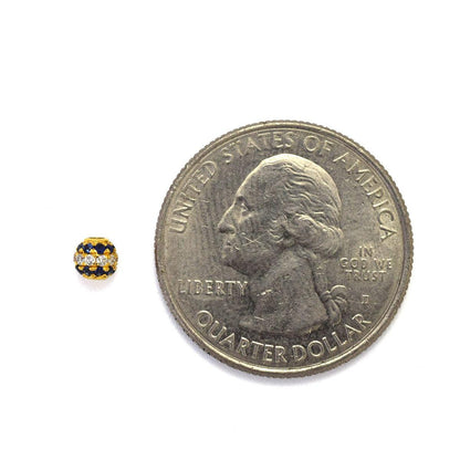 Sapphire Diamond Pavé 14K Gold Ball Bead – Angle View