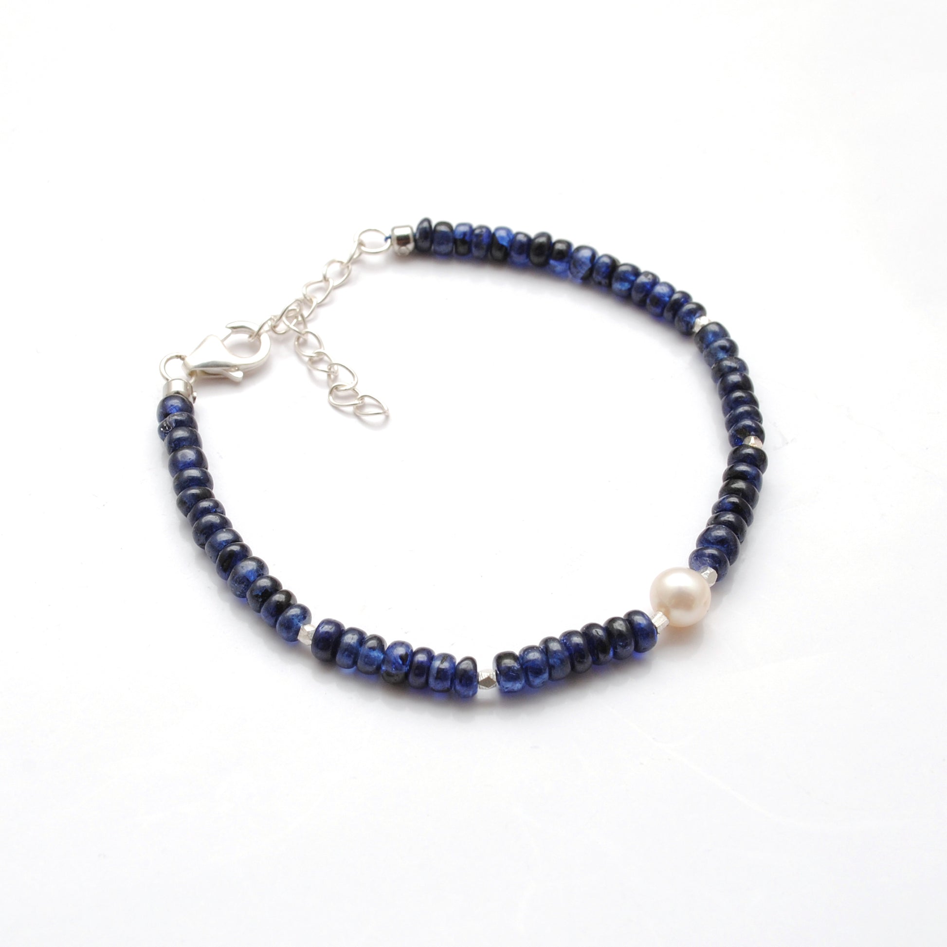 Sapphire Pearl Beaded Bracelet for Women - Wrist Styled View