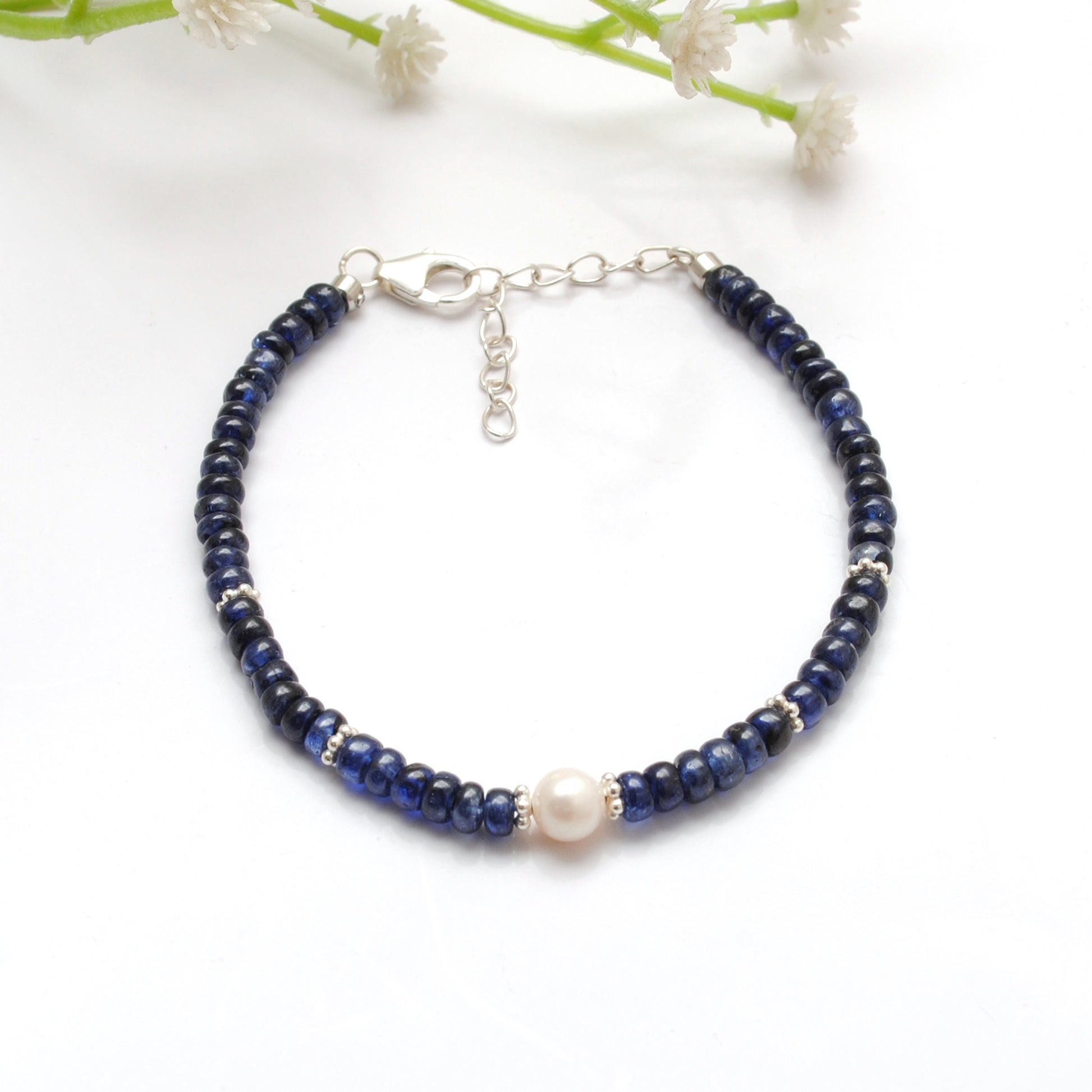 Sapphire Pearl Minimalist Bracelet for Women - Wrist Styled View