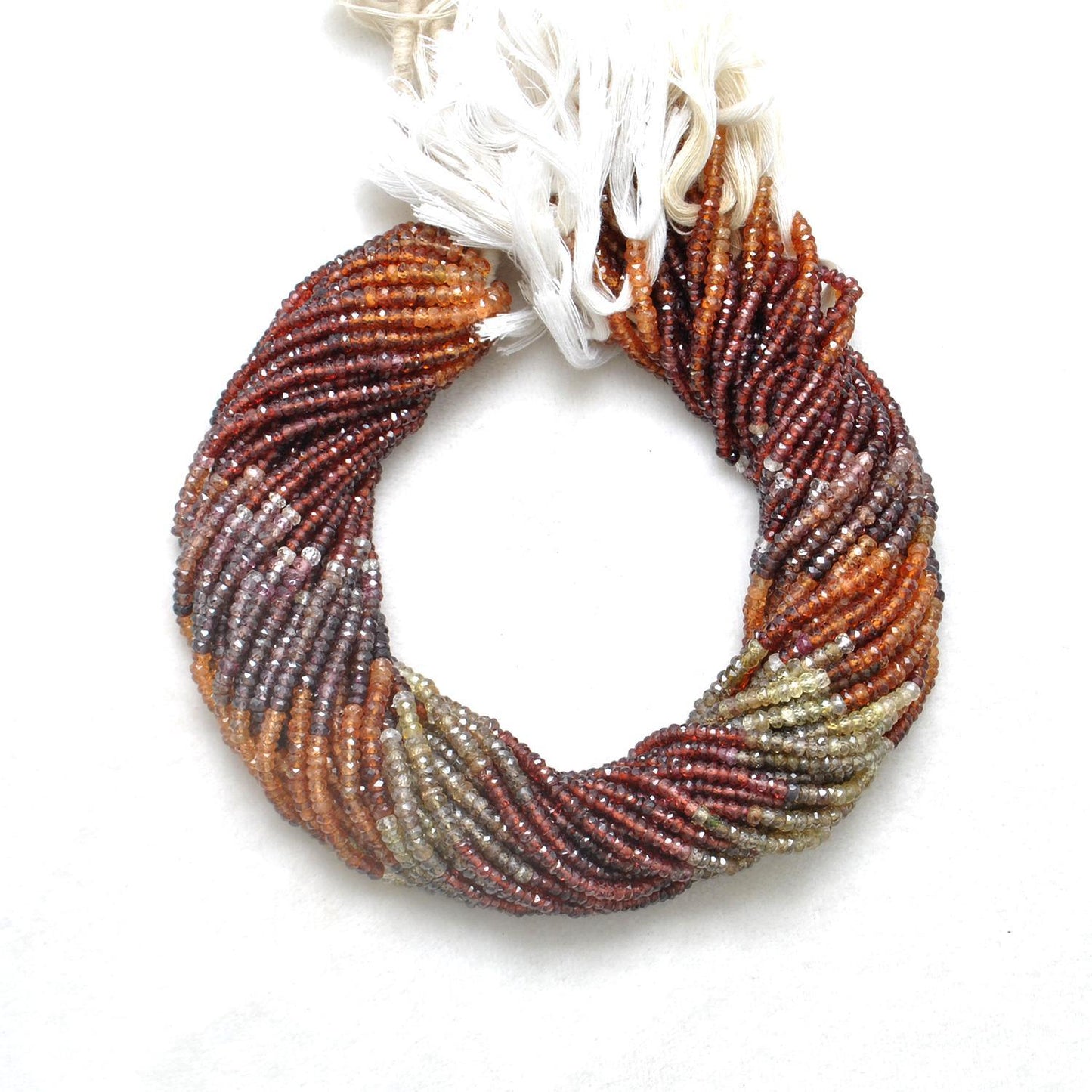 Sapphire rondelle beads close-up rich blue colour