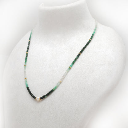 Shaded Emerald Strand Necklace - Gradient Green Bead Detail