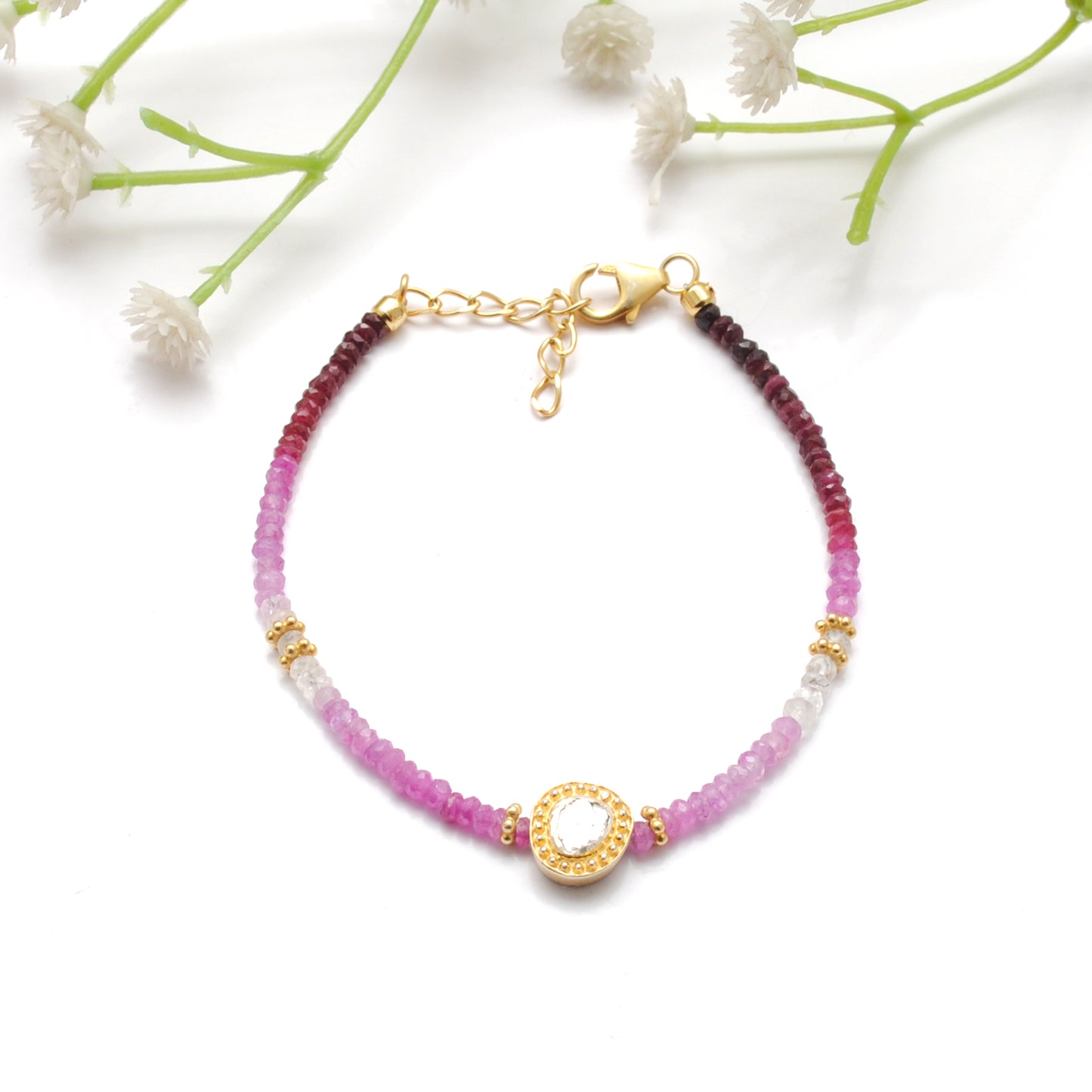 Shaded Ruby Diamond 8 Inch Bracelet for Women - Wrist Styled View