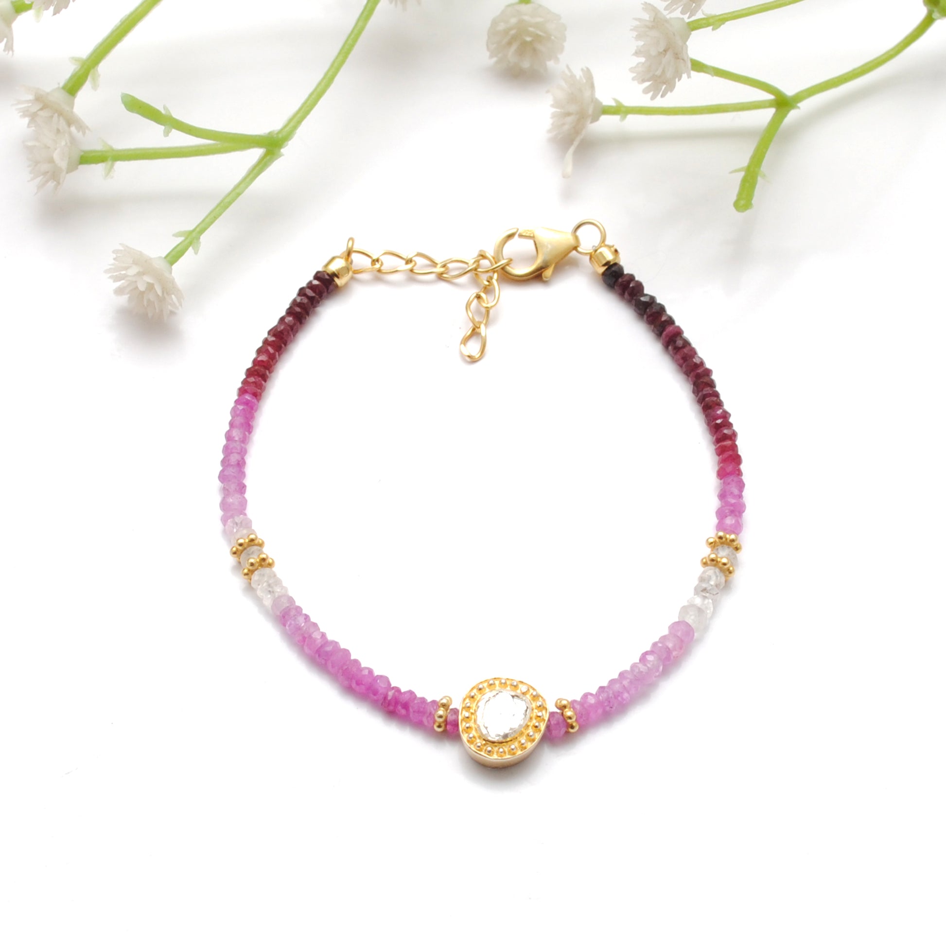 Shaded Ruby Diamond 8 Inch Bracelet for Women - Wrist Styled View